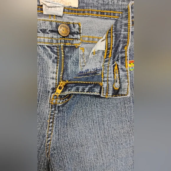 Vintage Girls Jordache Capris Sz 12 Denim Embroidery Knee Highs Stretch - Picture 4 of 12